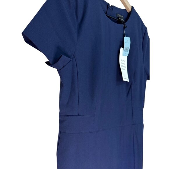 NWT Ann Taylor Short Sleeve Sheath Dress | Blue | 10 Petite - Picture 4 of 9